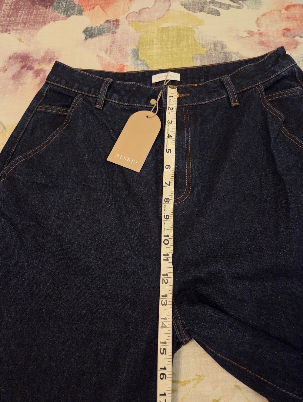 MESHKI Jen‎ Indigo Blue Wide Leg Flare Denim Jeans Women's SZ 14 Ultra Wide NWT - Picture 10 of 16